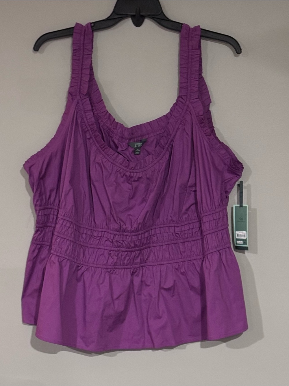 Terra & Sky Purple Ruffled Tank Top - Women Size 4X